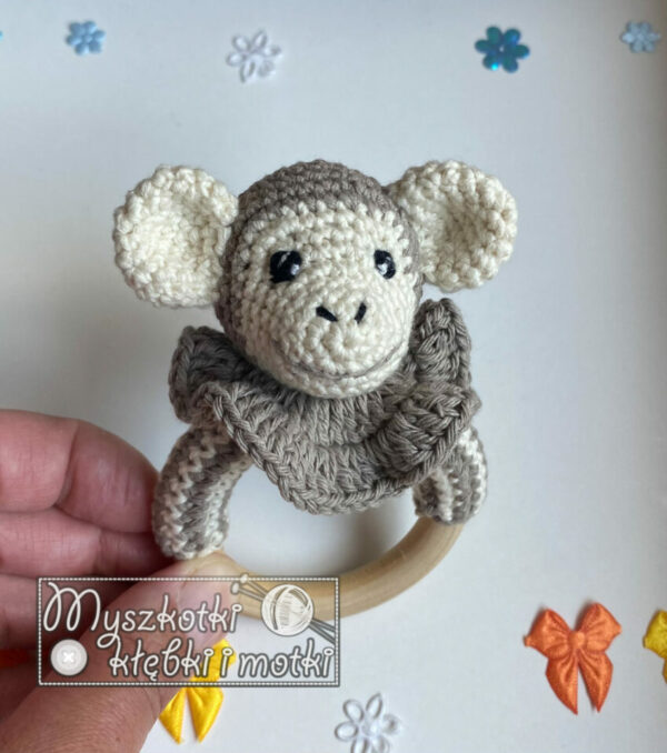 Crochet baby teether eco friendly cotton monkey 5 - Crochet baby teether, eco friendly, cotton monkey, handmade toy,organic toy