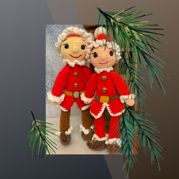 Skrzaty z latarenką - wzór szydełkowy 2 - wzór szydełkowy, skrzaty świąteczne, ozdoby świąteczne, krasnoludki, elfy mikołaja, prezent pod choinkę, prezent dla dziecka, prezent świąteczny