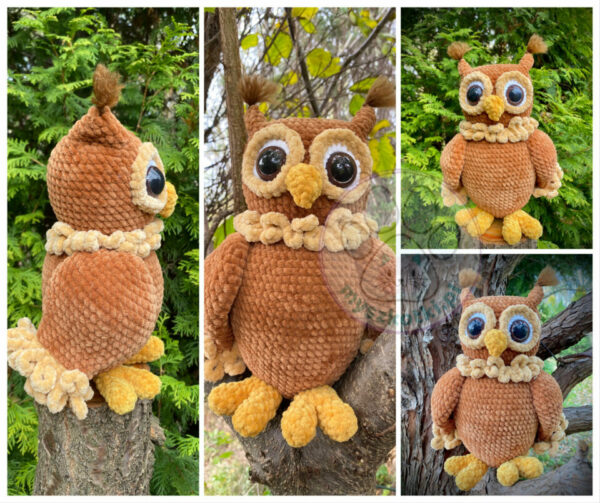 Large owl 30 cm 4 - large owl,cuddly baby,forest bird,crochet owl,cuddly owl