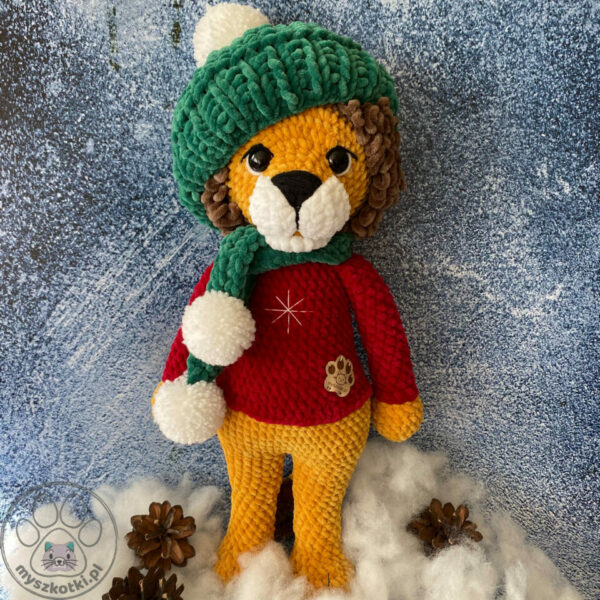 Lion in a red sweater 5 - lion in red sweater,big lion,crochet lion,cuddly toy for baby,Christmas gift