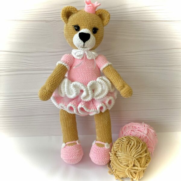 Large teddy bear - princess 70 cm 3 - big teddy bear,crochet teddy bear,teddy bear tag for girl,royal teddy bear,teddy bear cuddle for girl