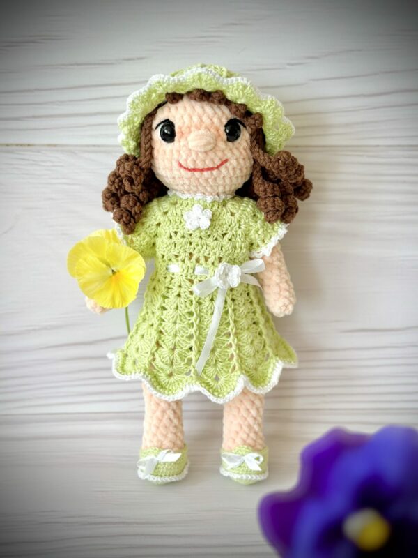 Rag doll Susie 35 cm + hat 6 - rag doll, crochet doll, dress up doll, gift for girl, girl's room, gift for her