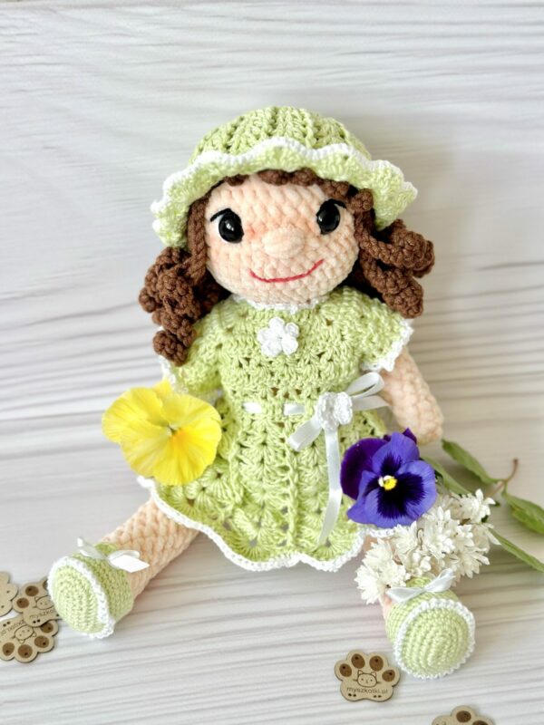 Rag doll Susie 35 cm + hat 2 - rag doll, crochet doll, dress up doll, gift for girl, girl's room, gift for her