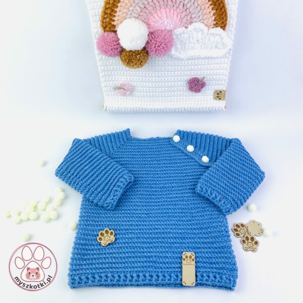 Blue sweater 6mths 4 - blue sweater,baby sweater,crochet sweater,toddler sweater,cotton sweater,6 month sweater,children's clothing,button sweater,handmade clothing
