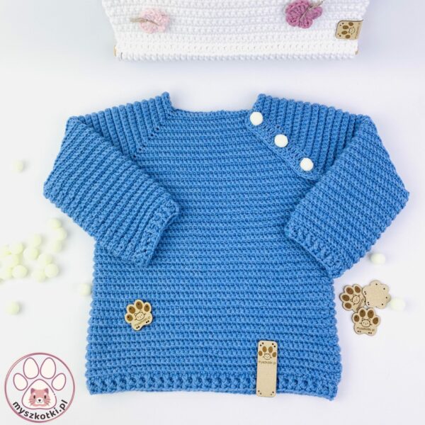 Blue sweater 6mths 5 - blue sweater,baby sweater,crochet sweater,toddler sweater,cotton sweater,6 month sweater,children's clothing,button sweater,handmade clothing