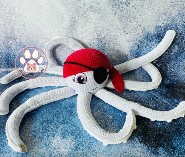 Octopus - pirate 70cm 6 - Octopus - pirate 70cm,crochet octopus,pirate hat,pirate eye patch,pirate headband,pirate band,pirate scarf,pirate costume,crochet mascot,big octopus,gift idea,for boy,baby room,for kids,baby shower,baby shower